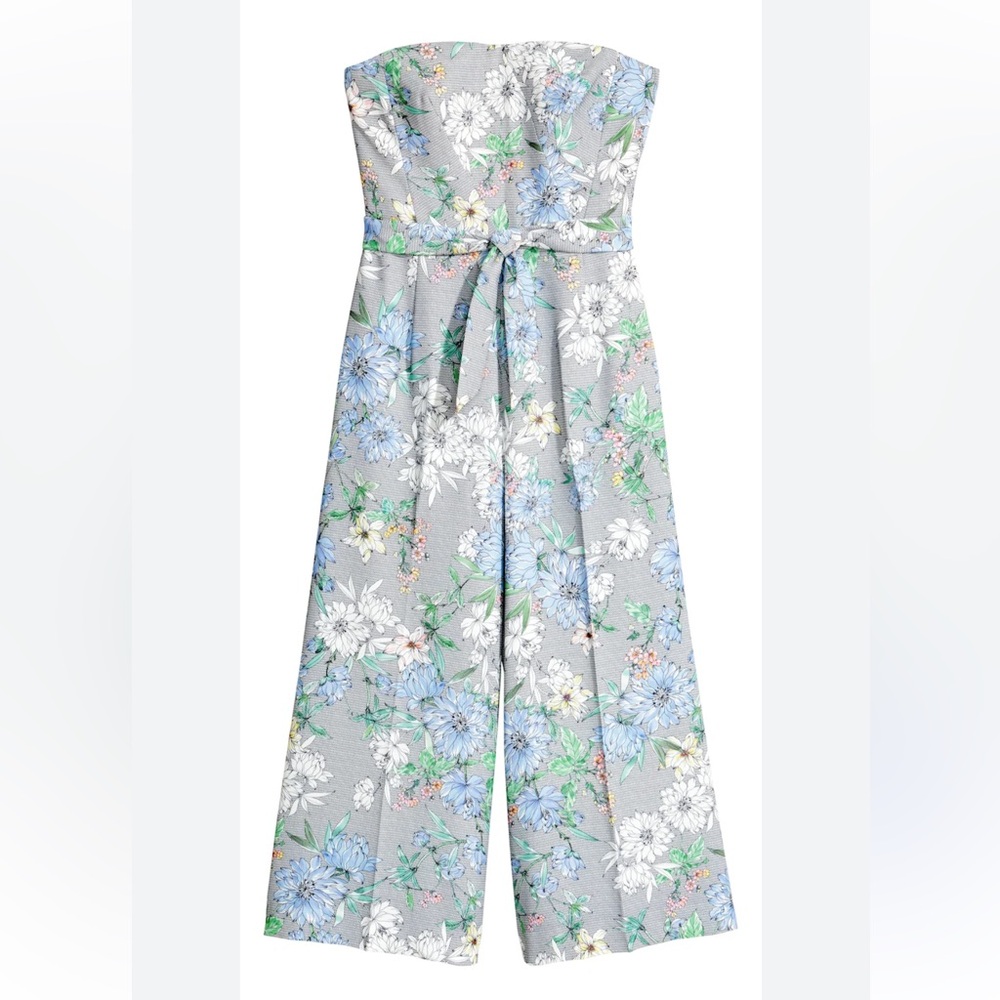 H&M Strapless Floral Wide Leg Jumpsuit 8